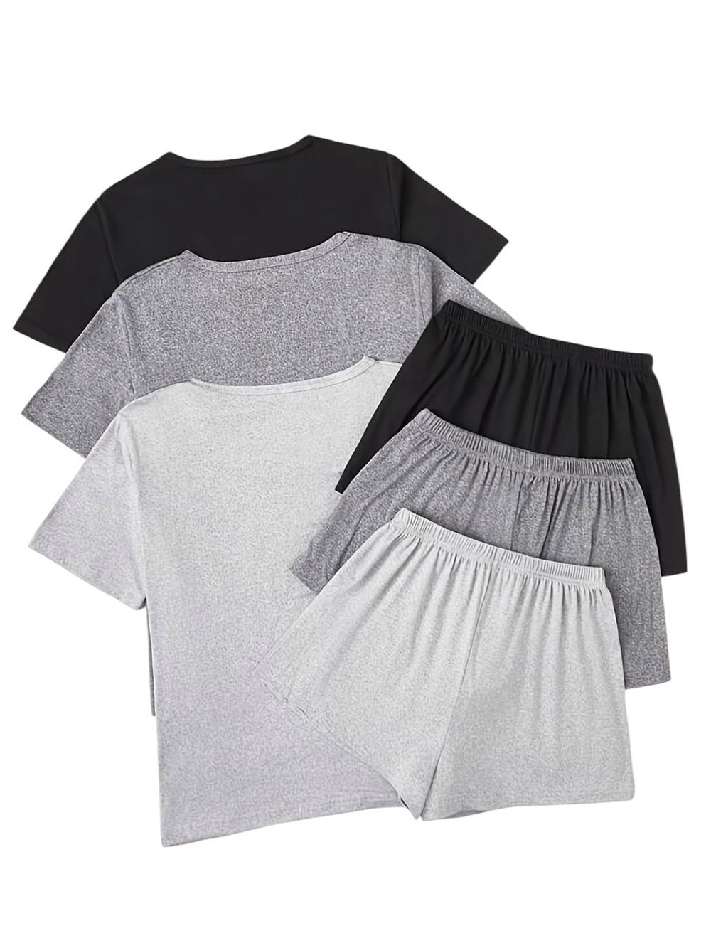 Women's 3-Pack Short Sleeve & Short Sleep Set - Black and Gray